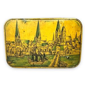 Vintage 1930s German Tin Box with Lid - Georg Schrader From Bremen